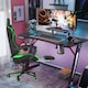 image 2 of Alivio Ergonomic Gaming Chair with Massage Lumbar Cushion & Retractable Footrest, PU Leather Video Game Chair (Green)