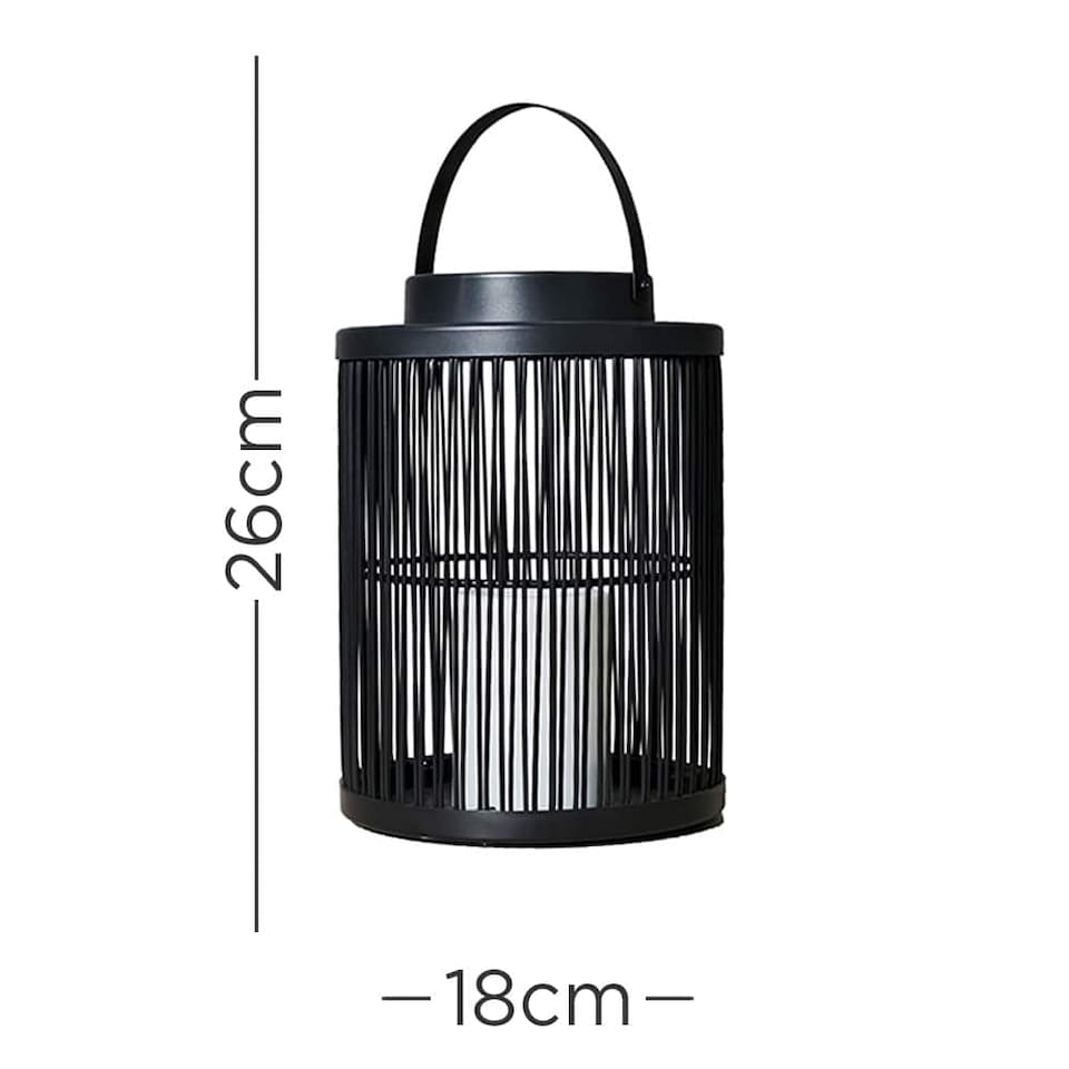 image 1 of ValueLights Outdoor Black Wire Basket Candlelight Lantern | Black