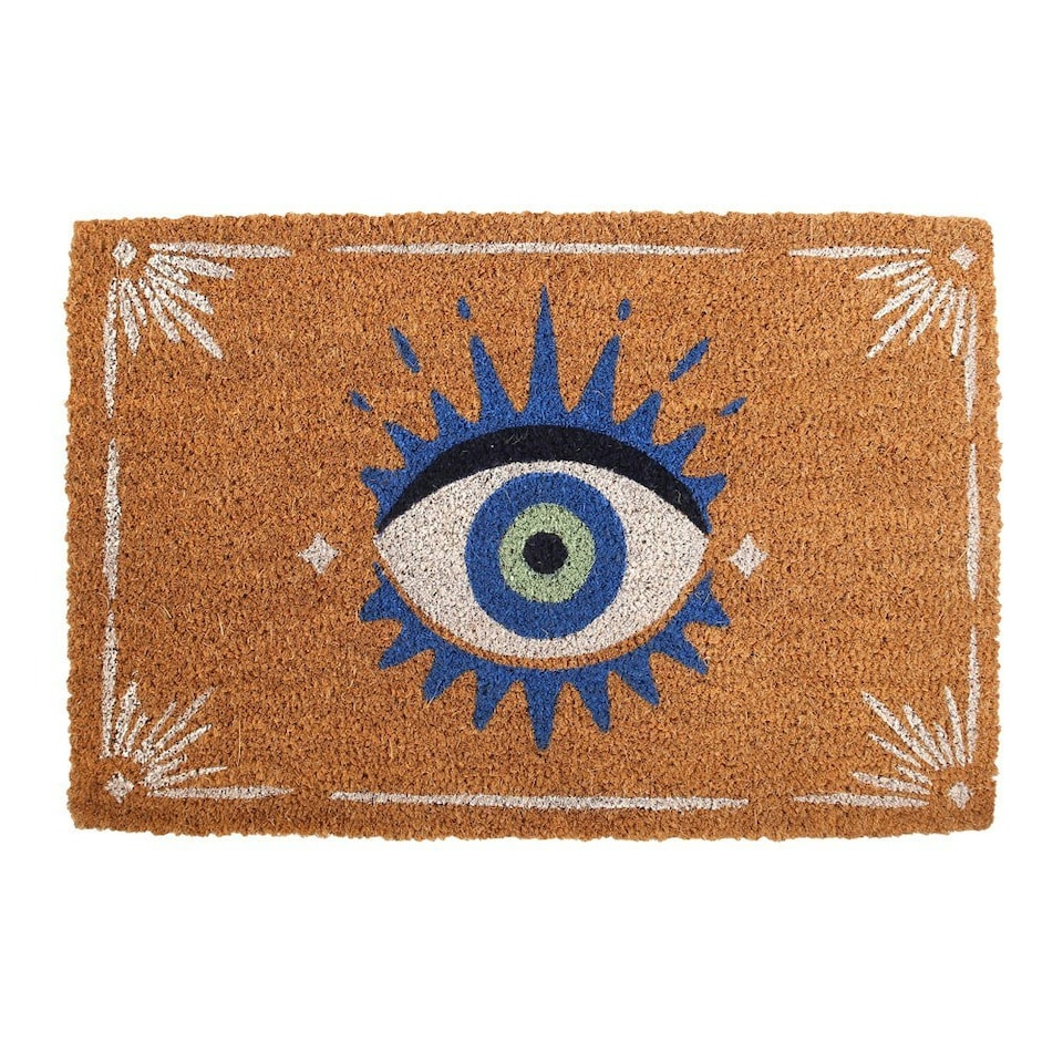 Something Different All Seeing Eye Door Mat - Natural/Blue - One Size