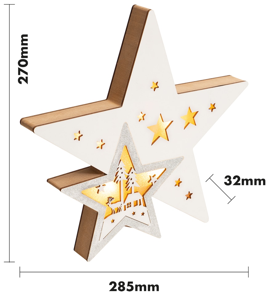 image 1 of St Helens Wooden Light Up Christmas Star
