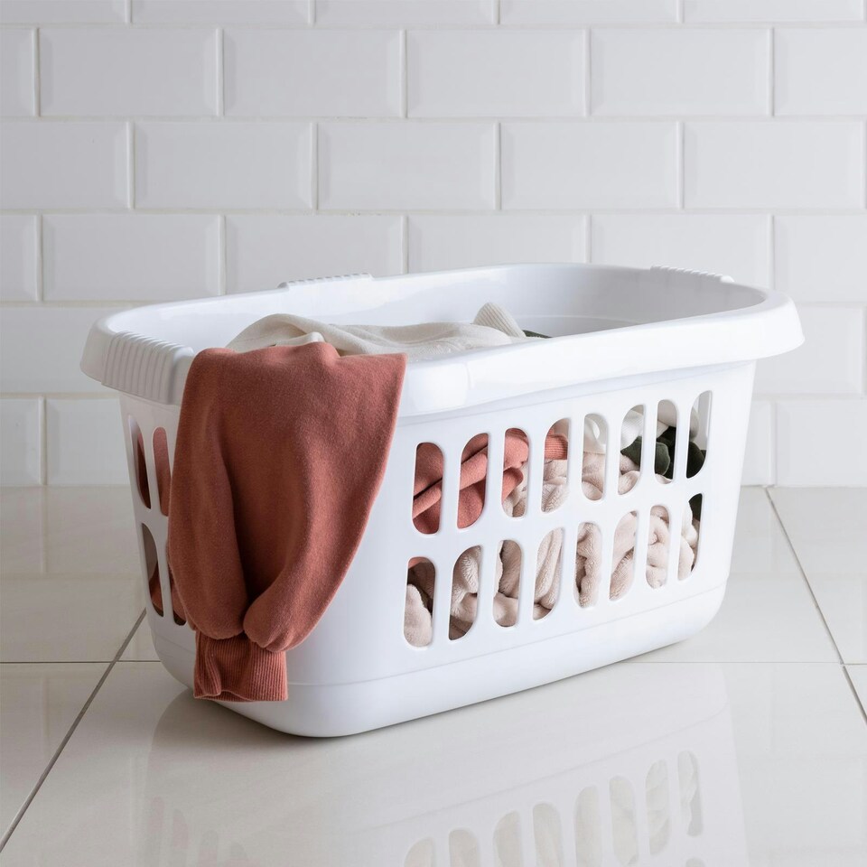 OHS Wham Casa Hipster Plastic Clothes Laundry Basket, Large White