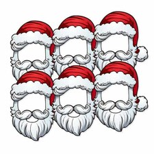 Christmas Santa Open Cardboard Face Masks - Pack of 6
