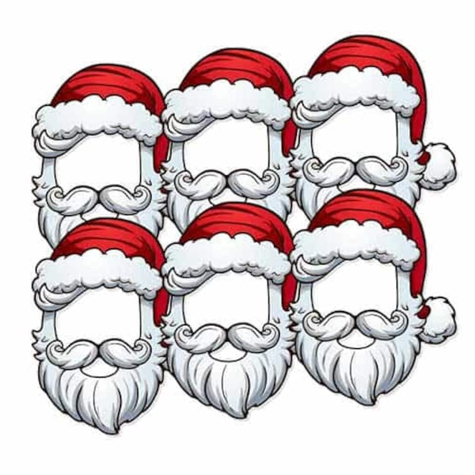 Christmas Santa Open Cardboard Face Masks - Pack of 6