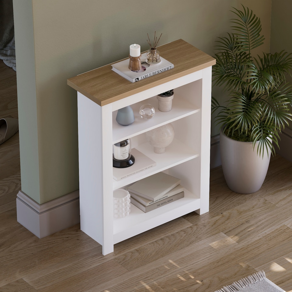 image 1 of Vida Designs Arlington 3 Tier Bookcase Shaker Style Display Storage, White & Oak