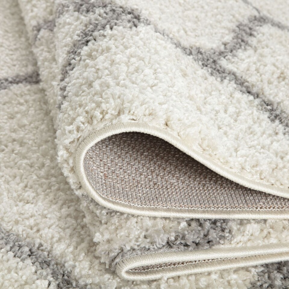 image 1 of The Rugs Moroccan Collection Soft High Pile Shaggy Trellis Floor Rugs and Runners Living Room