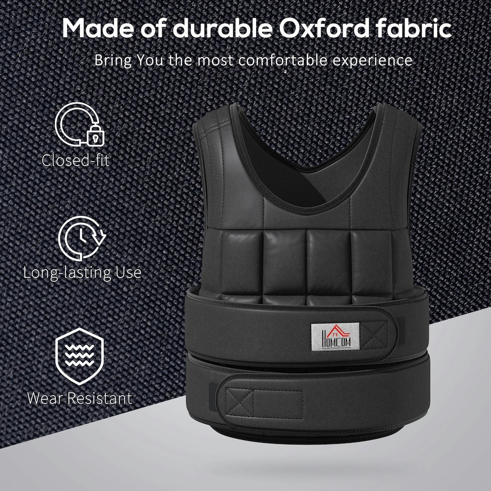 image 1 of HOMCOM 15KGS Adjustable Weight Vest Running Gym Training Weight Loss, Black