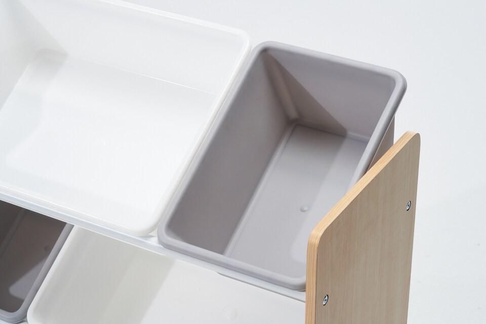 image 1 of Hooga Wooden Toy Storage Unit with 6x Removable Toy Boxes - Children's Toy Organiser, 3 Shelves | Brown | Natural Wood | One Size | 1