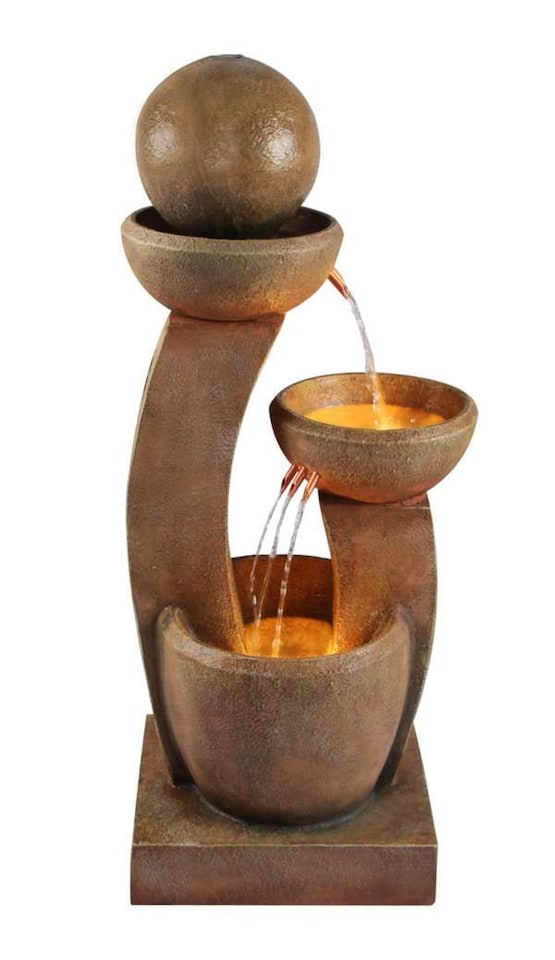 image 1 of Friendship Stone Effect Water Feature Fountain with LED Lights H109cm