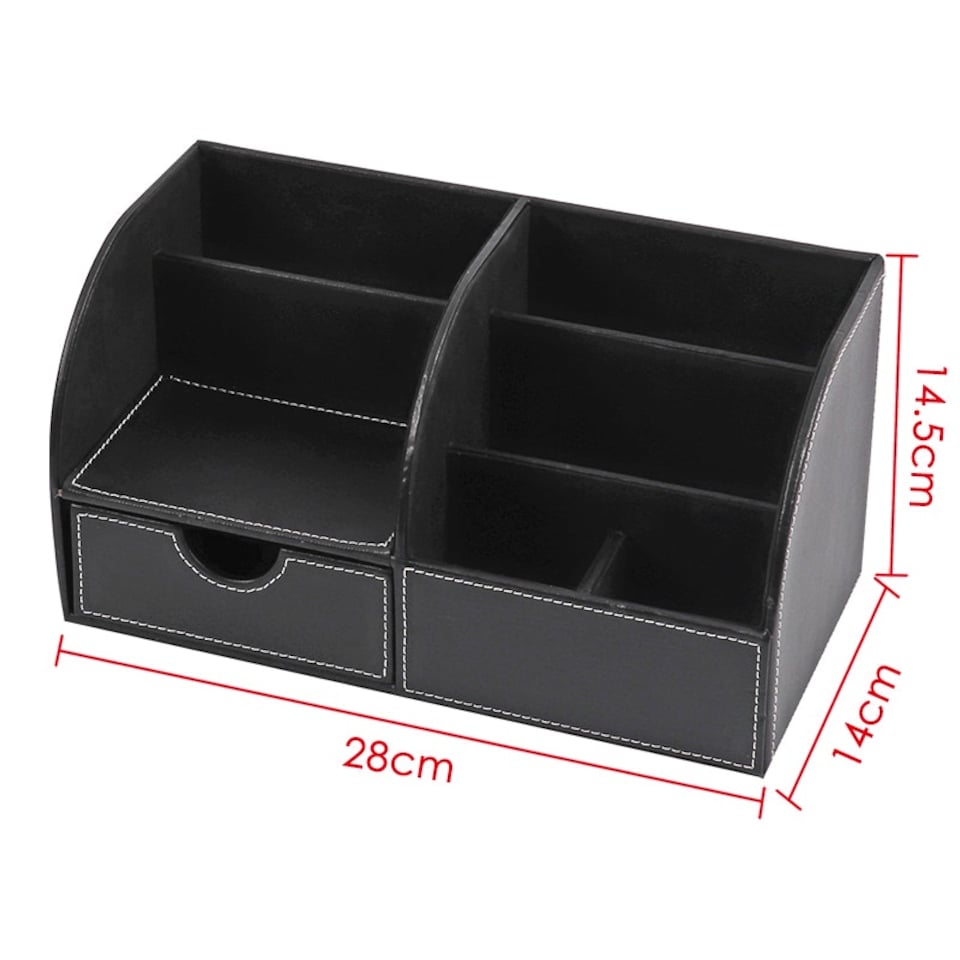 image 1 of PVC Black Desktop Organizer 28 x 14 x 14.5cm