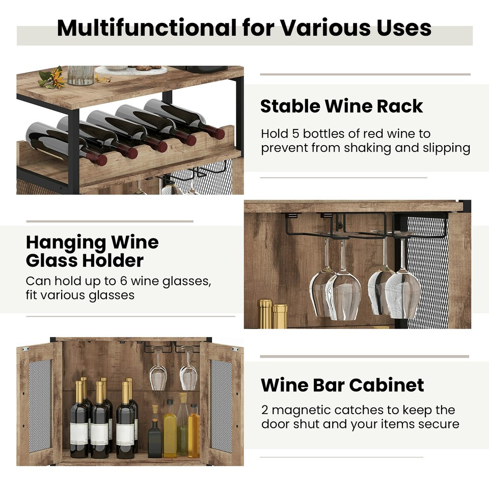 image 1 of COSTWAY Wine Cabinet Sideboard Kitchen Storage Cabinet N/A