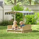 image 10 of Outsunny Kids Square Wooden Sandpit, Children Sandbox Outdoor Playset | Yellow | Natural, Blue