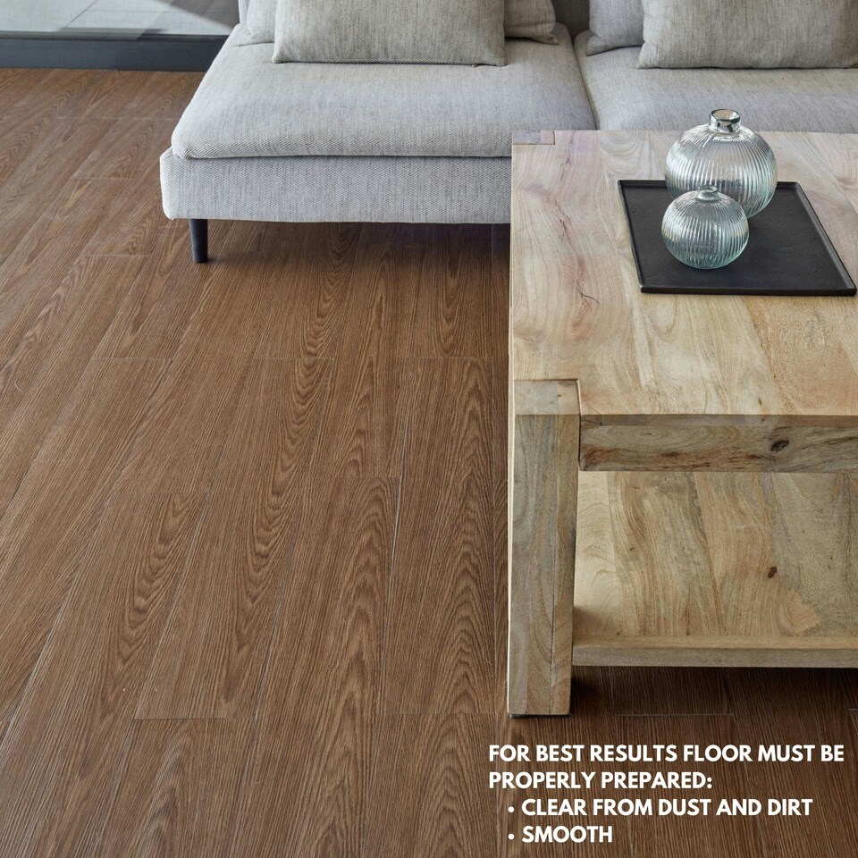 image 1 of NOVECRAFTO Self Adhesive Vinyl Floor Planks – Peel & Stick Flooring – Brown Wood Effect – Easy DIY Installation – Durable & Waterproof Tiles Brown | 5 sqm