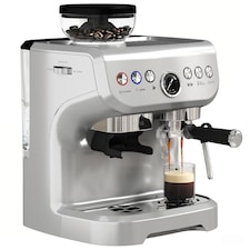 HOMCOM Espresso Machine with Integrated Bean Grinder & Steam Wand, Bean to Cup Coffee Machine with 15 Bar Italian Pump, 2L Water Tank, Cappuccino Maker, Stainless Steel Silver