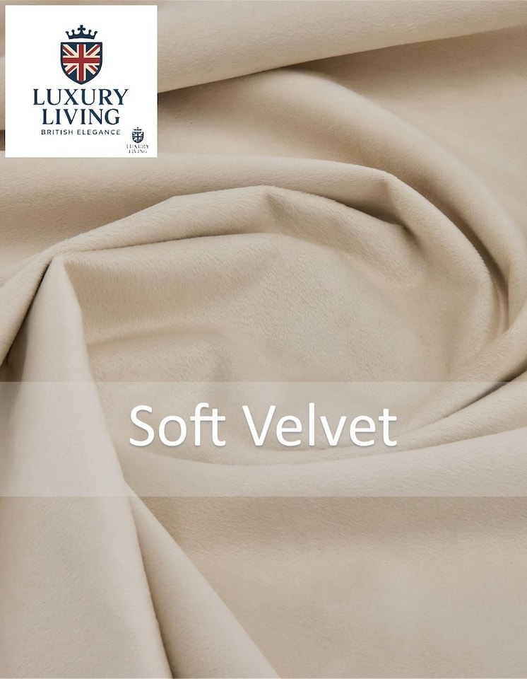 image 1 of Triple Woven Blackout Velvet Ring Top Curtains with Cascading Diamante Studs 229cm x 183cm Cream | Cream | Cream | 1