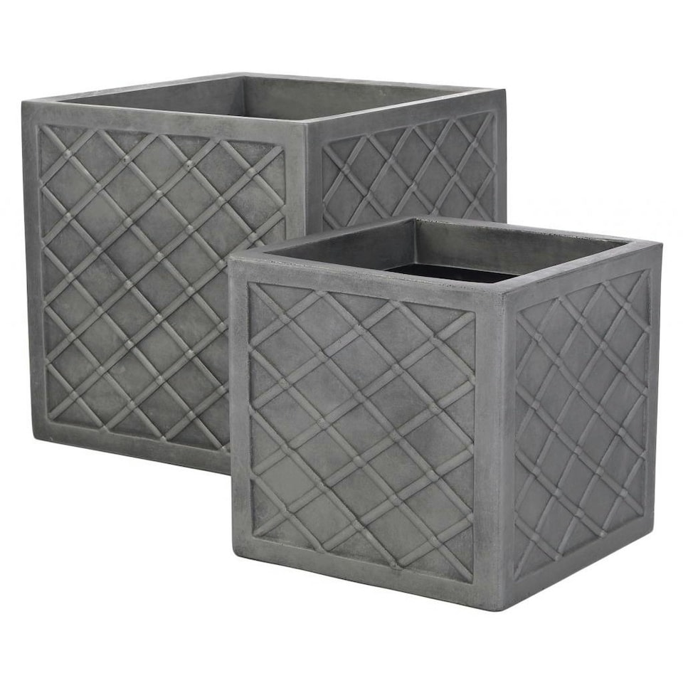 Sankey Lazio Planters (Set of 2) - Pewter - One Size