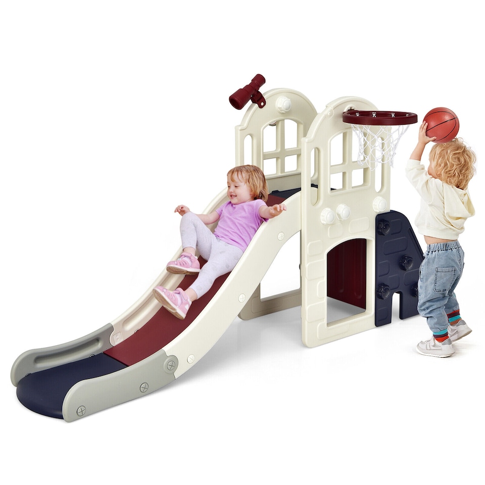 image 1 of COSTWAY 6-In-1 Kids Large Slipping Slide Toddlers Climber Slide Playset Playground