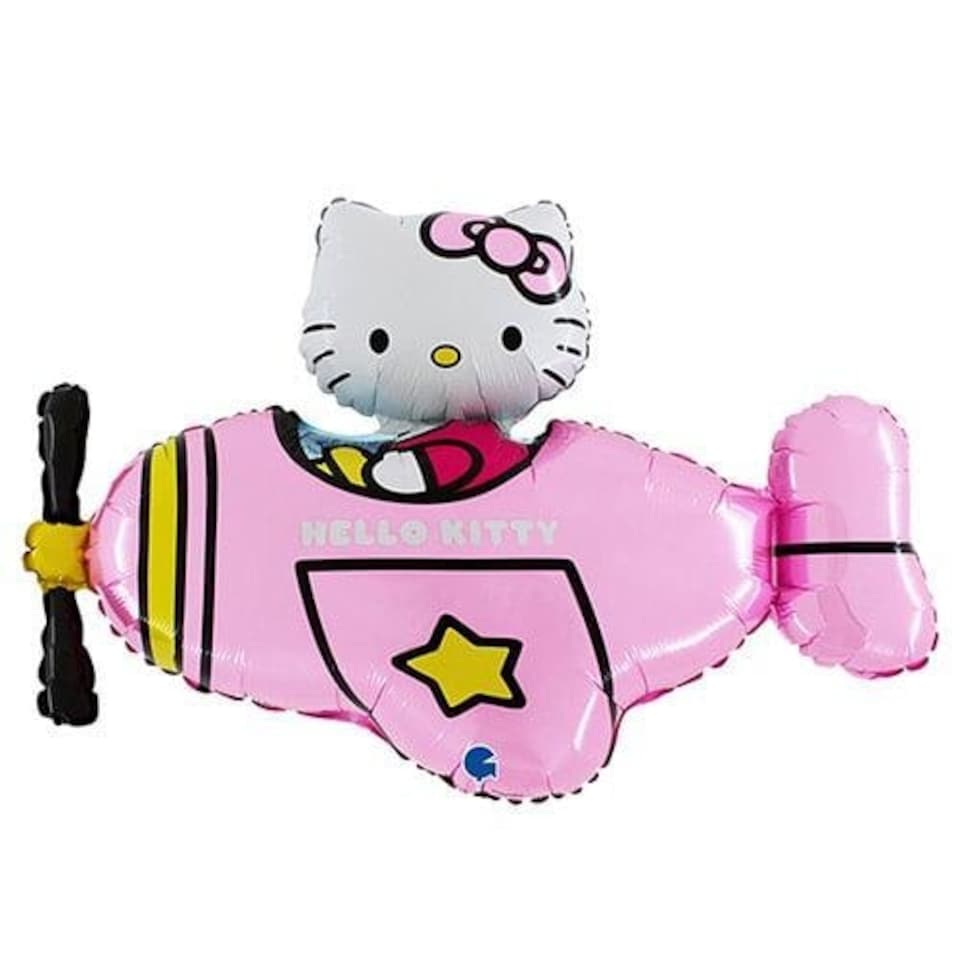 image 1 of Hello Kitty Pink Aeroplane Giant Helium Foil Balloon 76cm / 30 in