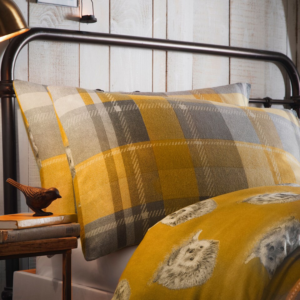 image 1 of D & D Colville Check Duvet Cover Set Ochre