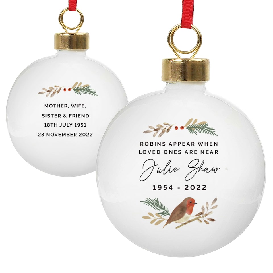 image 1 of Personalised Robin Bauble