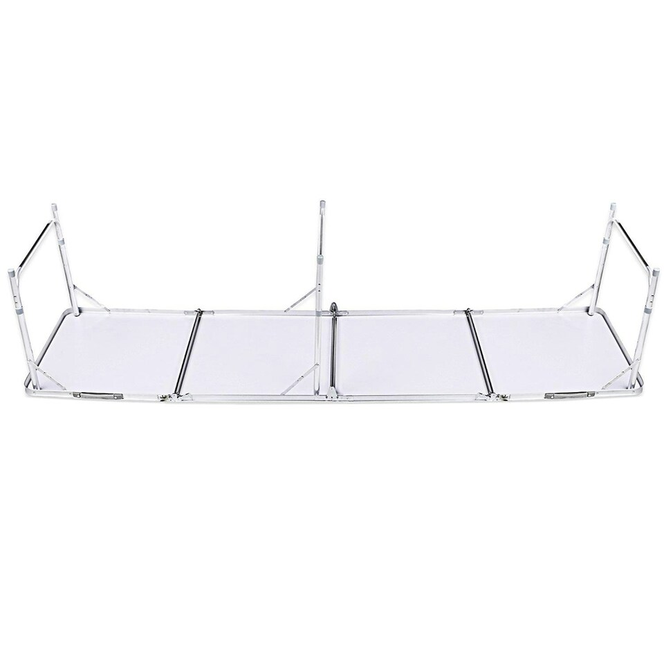 image 1 of Oypla 8ft Folding Outdoor Camping Kitchen Extending Work Top Table White