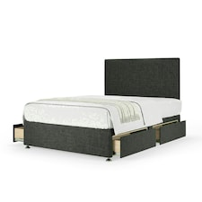 Charcoal Linen 4 Drawer Divan Base and Valencia Headboard Double