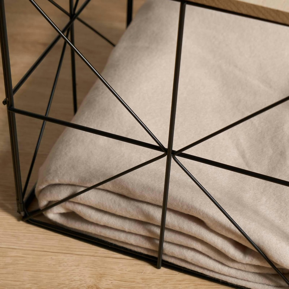 image 1 of OHS Large Square Cube Wired Basket Storage Home Side End Table - Natural