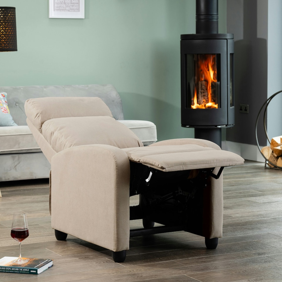 image 1 of Medina Manual Push Back Recliner Armchair - Cappuccino