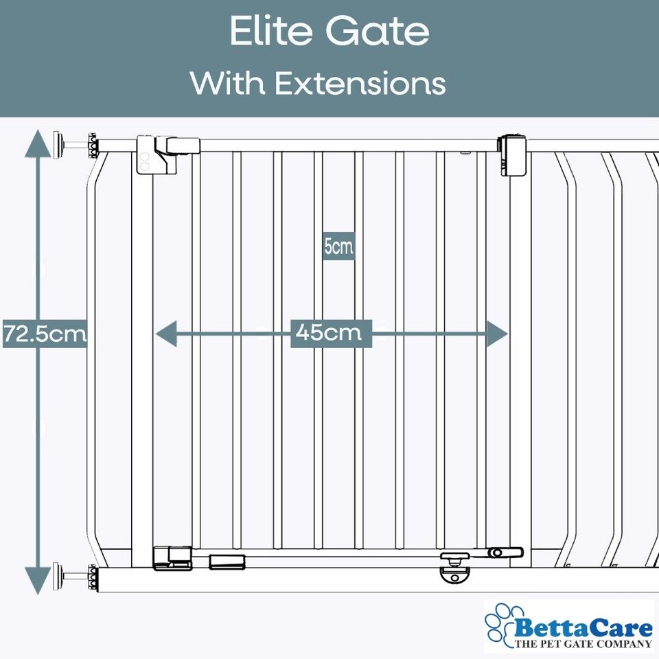 image 1 of Bettacare Elite Pressure Dog Gate, 225cm - 234cm, Matt White, Pressure Fit Pet Gate for Dog and Puppy | White
