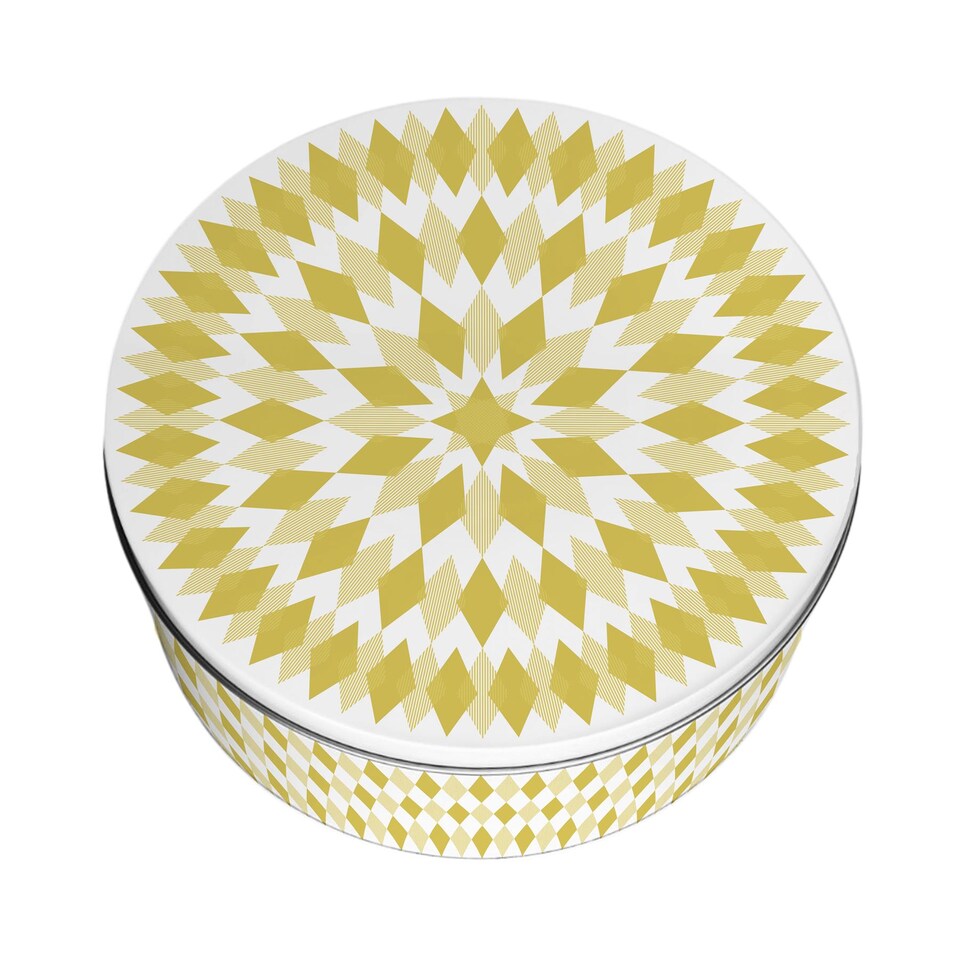 image 1 of Yellow Argyle Pattern Large Round Cake Tin