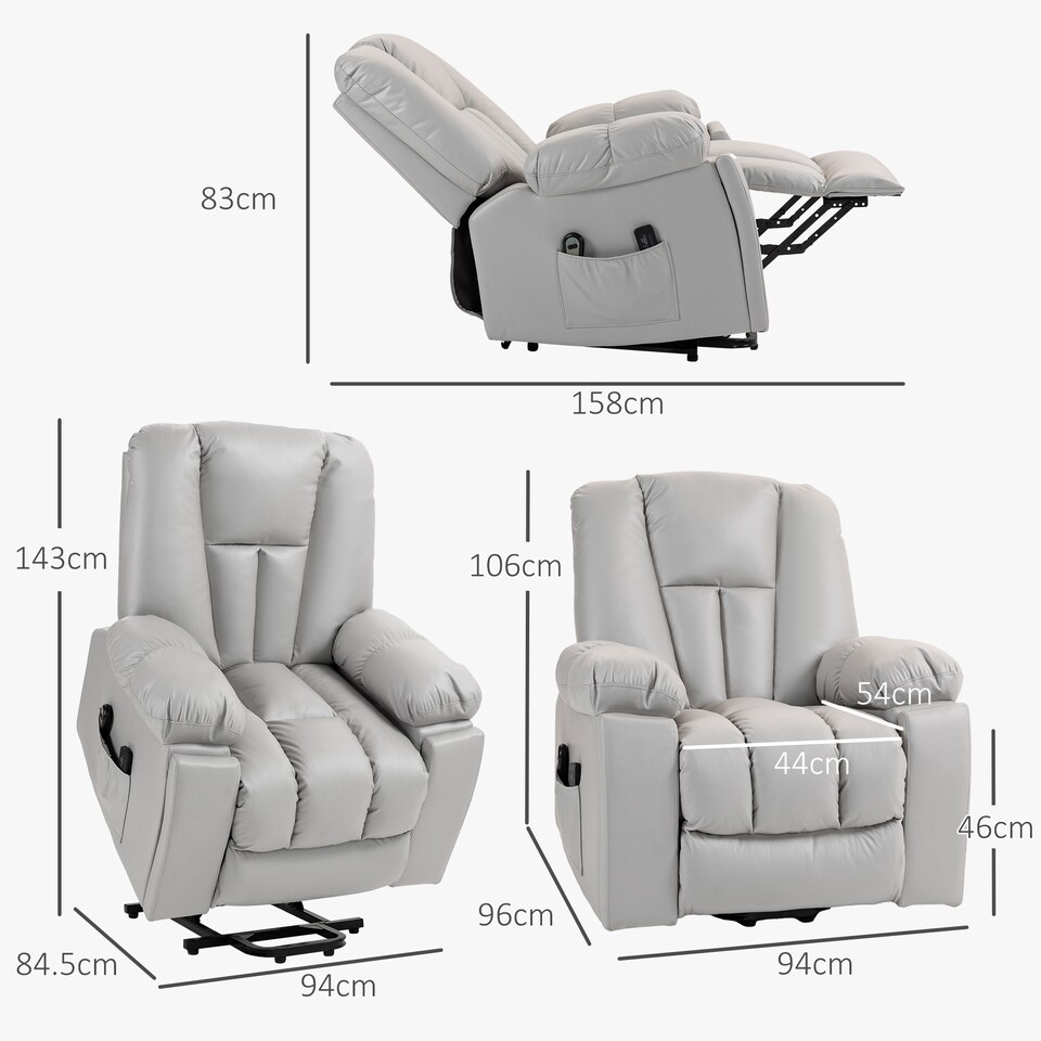 image 1 of HOMCOM Riser and Recliner Chair for Elderly, Quick Assembly, Light Grey