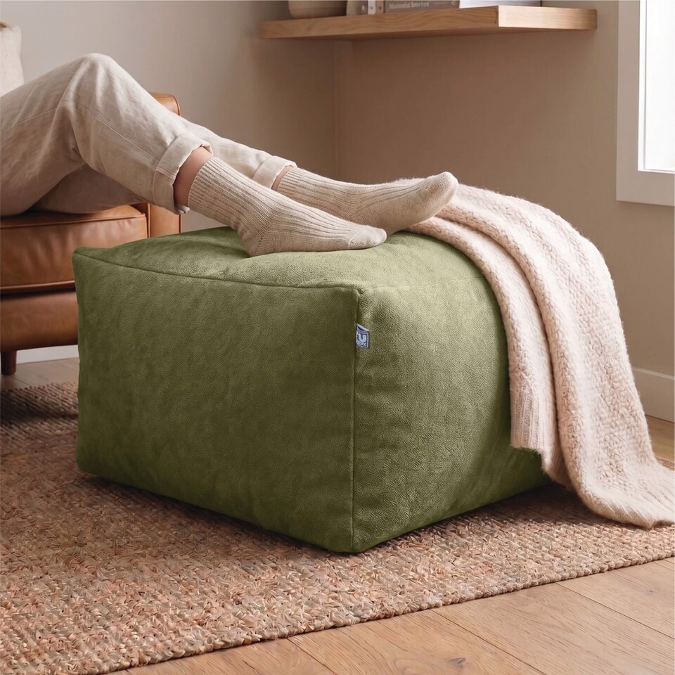 image 1 of rucomfy Indoor Large Ottoman Pouffe - Plush Velora Bean Bag Footstool