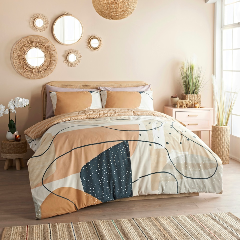 image 1 of Cosmo Living Sunset Abstract Duvet Set - Natural - King