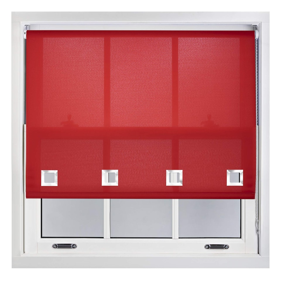 image 1 of FURNISHED Daylight Roller Blinds with Large Eyelets Cut to Size Sheer Fabric | Red | Red | (W) 150cm x (L) 210cm
