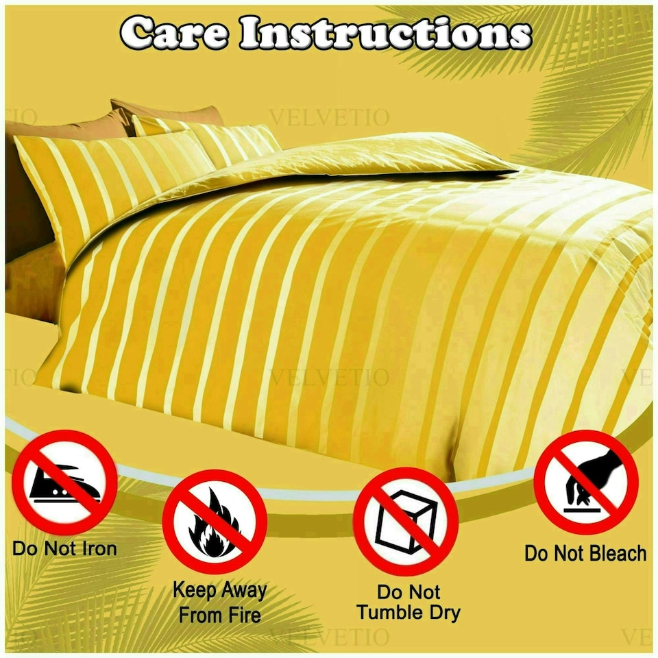 image 1 of VELVETIO Oscar Stripe Duvet Cover Set Reversible Polycotton Easy Care Beddings Yellow | Ochre | Single