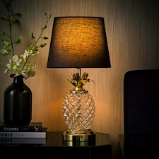 ValueLights Pineapple Dimmable Clear Table Lamp and E14 Candle LED 5W Warm White 3000K Bulb Black