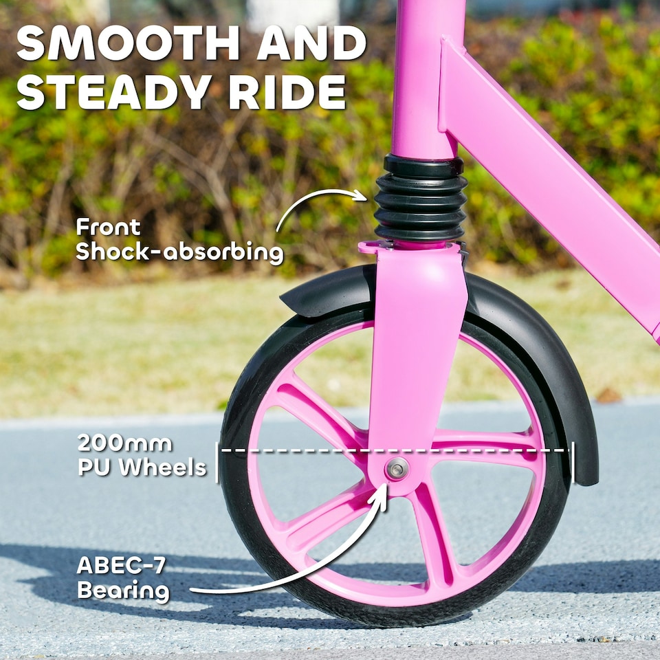 image 1 of AIYAPLAY Kids Scooter, Foldable Kick Scooter w/ Adjustable Handlebar, Pink | Pink