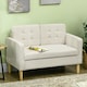 image 7 of HOMCOM Modern 2 Seater Sofa with Hidden Storage, 117cm Tufted Cotton Couch with Wood Legs, Compact Loveseat for Living Room, Kitchen, Cream White