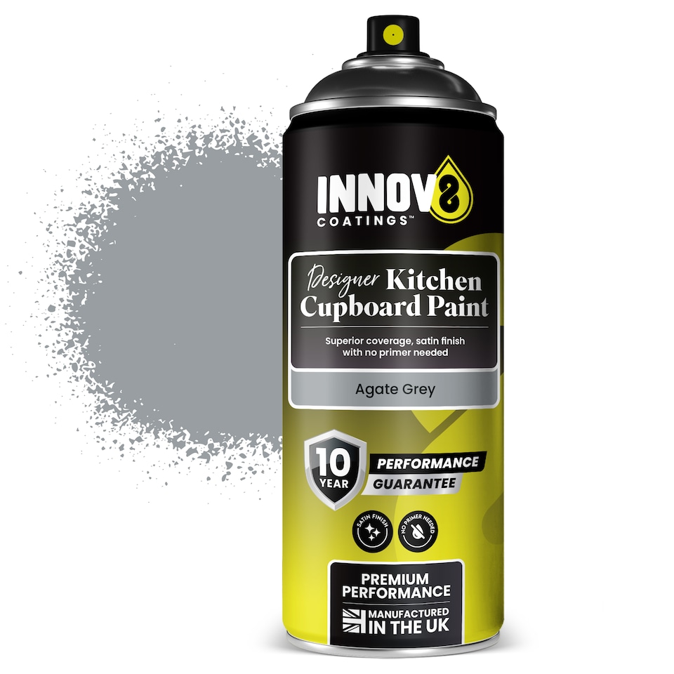 image 1 of INNOV8 COATINGS Kitchen Cupboard Spray Paint 400ml - Satin Finish - No Primer Required - Fast Drying Cabinet & Furniture Paint - Agate Grey