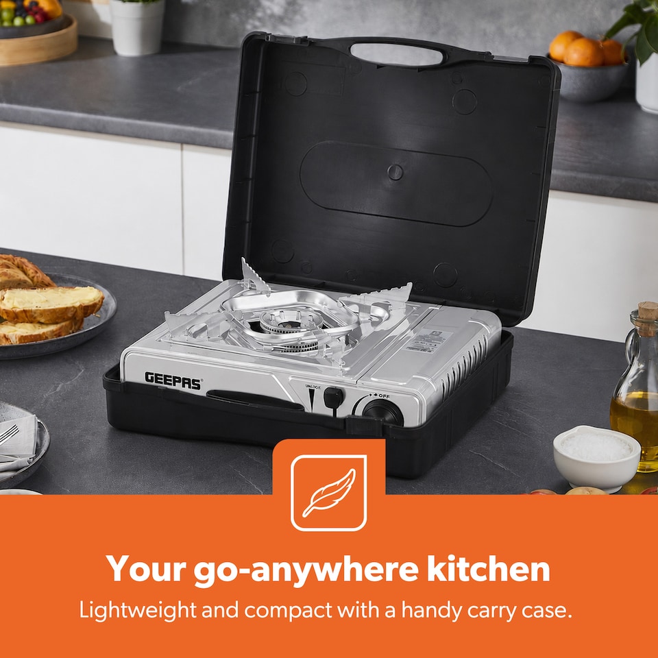 image 1 of Geepas Single Burner Portable Gas Stove With Carry Case