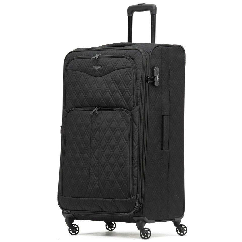 image 1 of Flight Knight Lightweight 4 Wheel 800D Soft Case Quilted Suitcases Anti Crack Cabin & Hold Luggage Options - 100+ Airlines Approved - easyJet, BA & Many More! Blue | Navy | Large