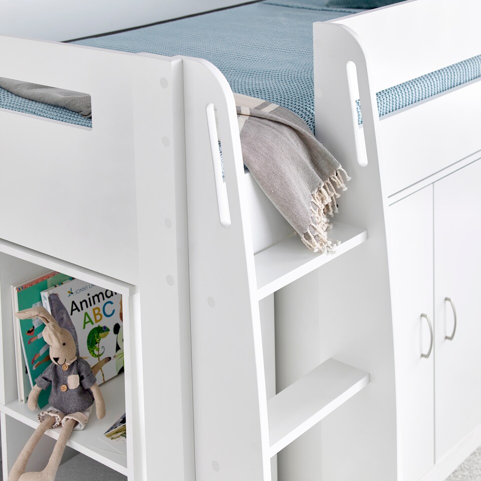 image 1 of Lacy White Storage Mid Sleeper And Ethan Spring Mattresses