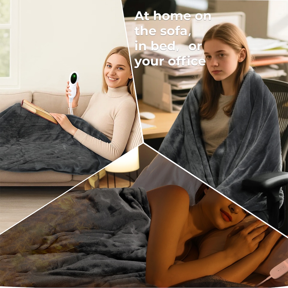 image 1 of Lavio Electric Blanket Throw Soft Reversible Washable Fast Heating