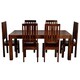 image 3 of Poko Dark Mango 6ft Dining Set with Wooden Chairs