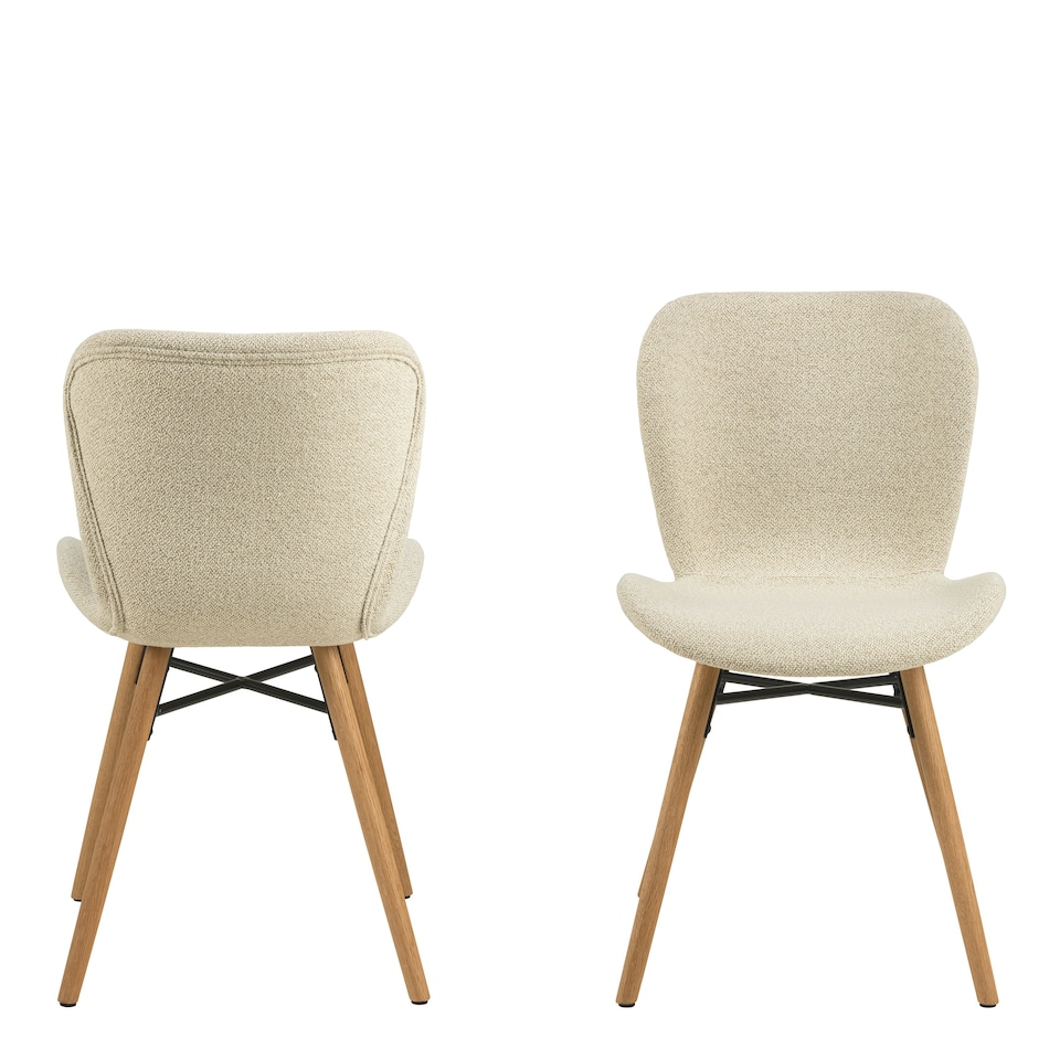 image 1 of Batilda Dining Chairs with Cream Fabric and Oak Set of 2