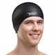 image 2 of Unisex Adult Soft Latex Swimming Cap | Comfortable Elastic Flexible Cap | Black | Black | One Size | 1