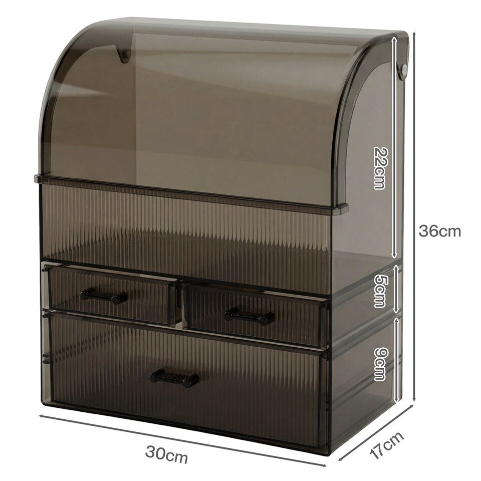 image 1 of ilus Makeup Storage Organiser Acrylic Cosmetics Organizer Transparent Black | Black | Black