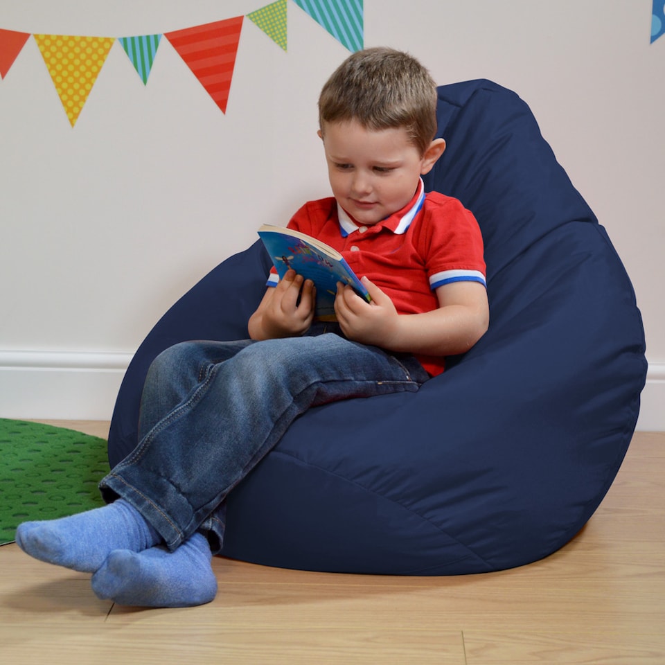 image 1 of Kids High Back Bean Bag Navy Blue Indoor Outdoor Childrens Bean Bags | Blue | Navy Blue | M | 1