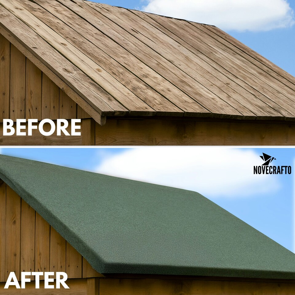 image 1 of NOVECRAFTO Standard Grade Shed Roof Felt – Heavy-Duty Mineral Roofing Felt for Sheds, Summerhouses & Kennels – Durable, Weatherproof Covering Green | 10m x 1m