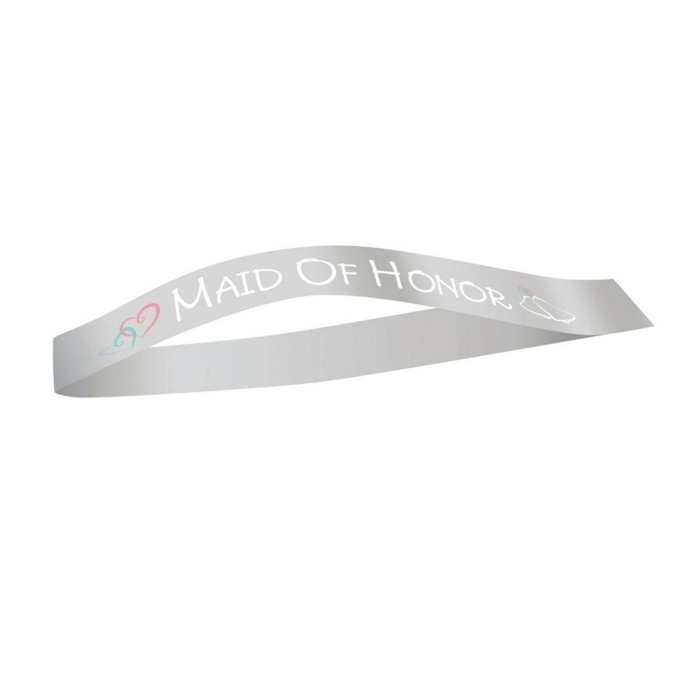 image 1 of Unique Party Maid Of Honor Party Sash - Silver/White - One Size