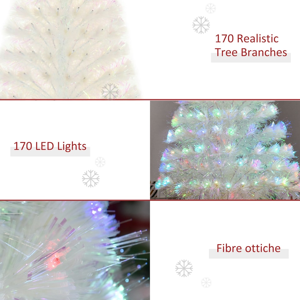 image 1 of HOMCOM 4FT Prelit Artificial Christmas Tree Fiber Optic Xmas Decoration, White